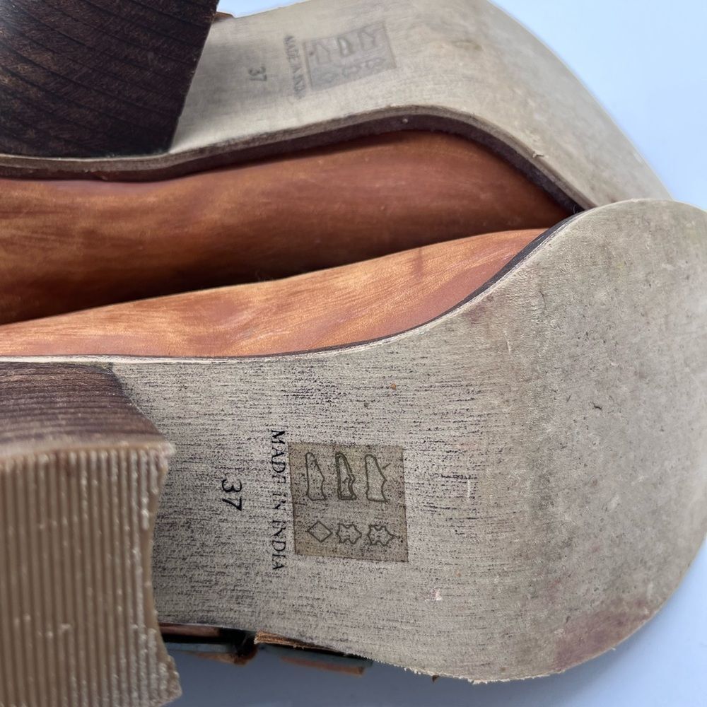 Free People Buckle Up Baby Block Heels Tan Size 37 - Picture 7 of 7